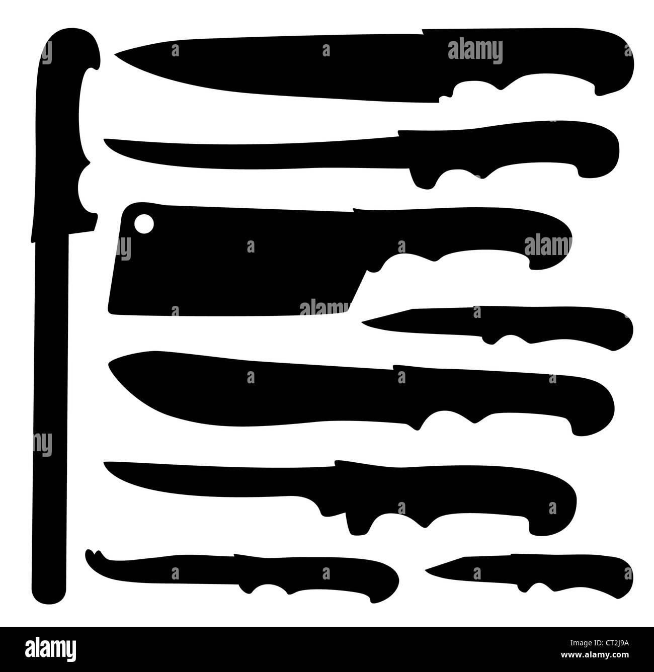 The black silhouette knives. Vector illustration Stock Photo - Alamy
