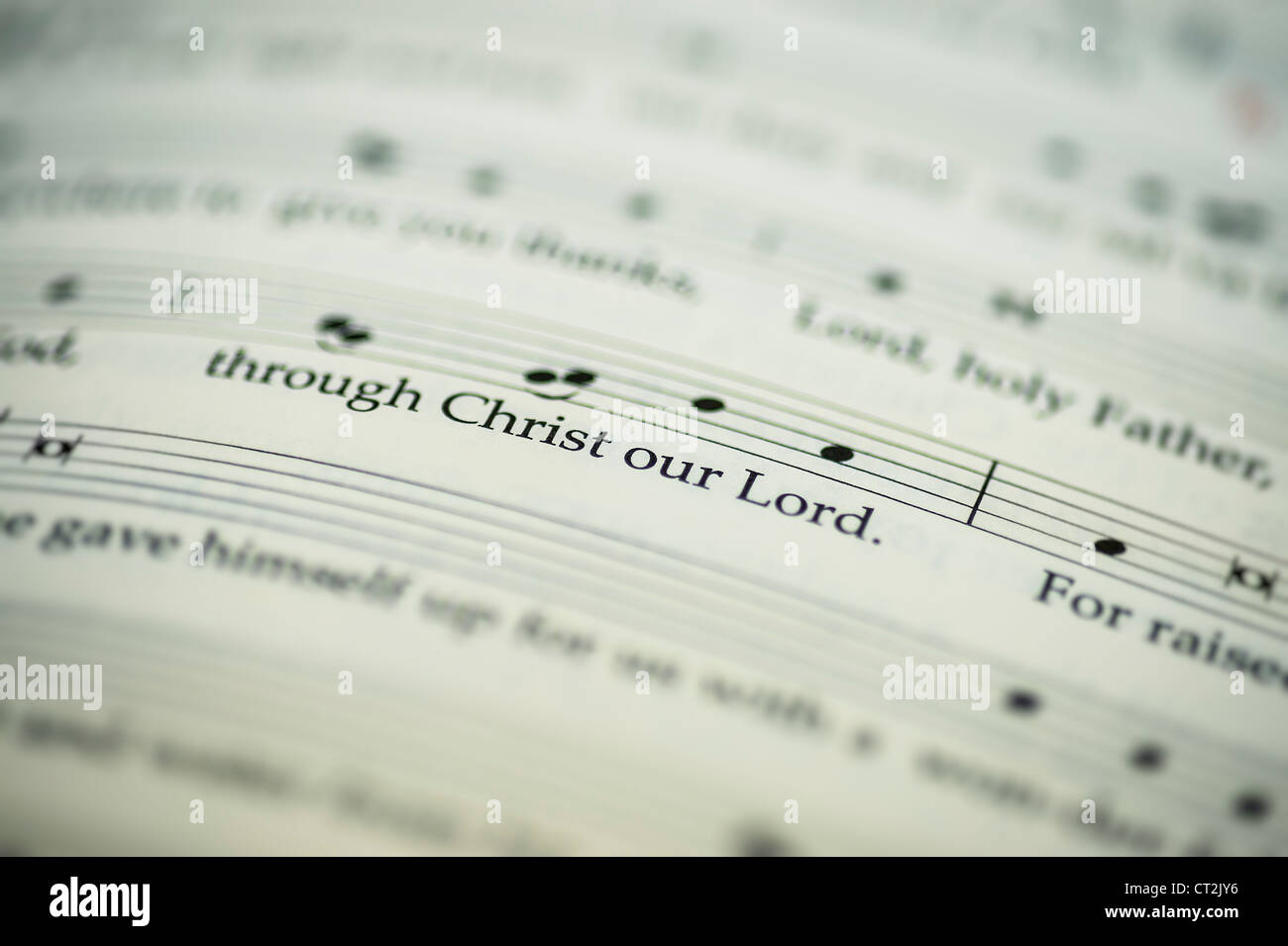 Sacred liturgical text and music. Stock Photo
