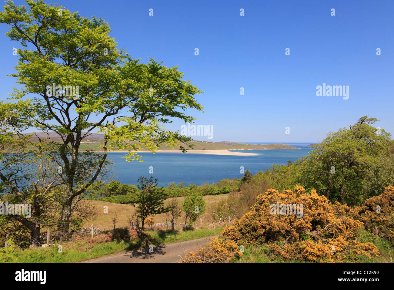 View to Kyle of Tongue from North and West Highlands Tourist Route on north coast in summer. Sutherland, Highland, Scotland, UK Stock Photo