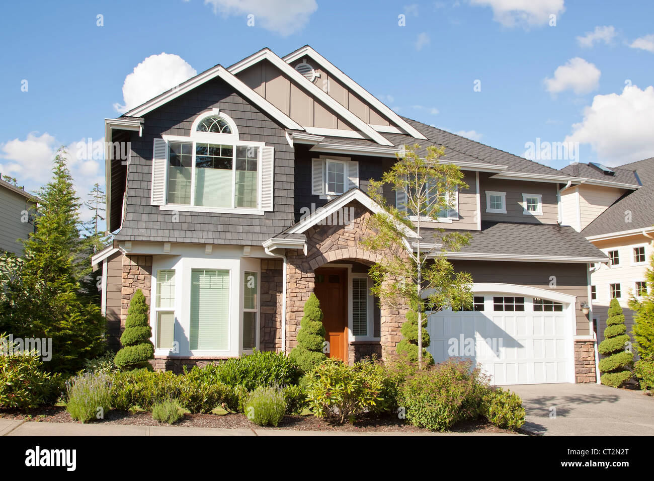 new beautiful suburban  house  with blue  sky and clouds Stock Photo 49232928 Alamy