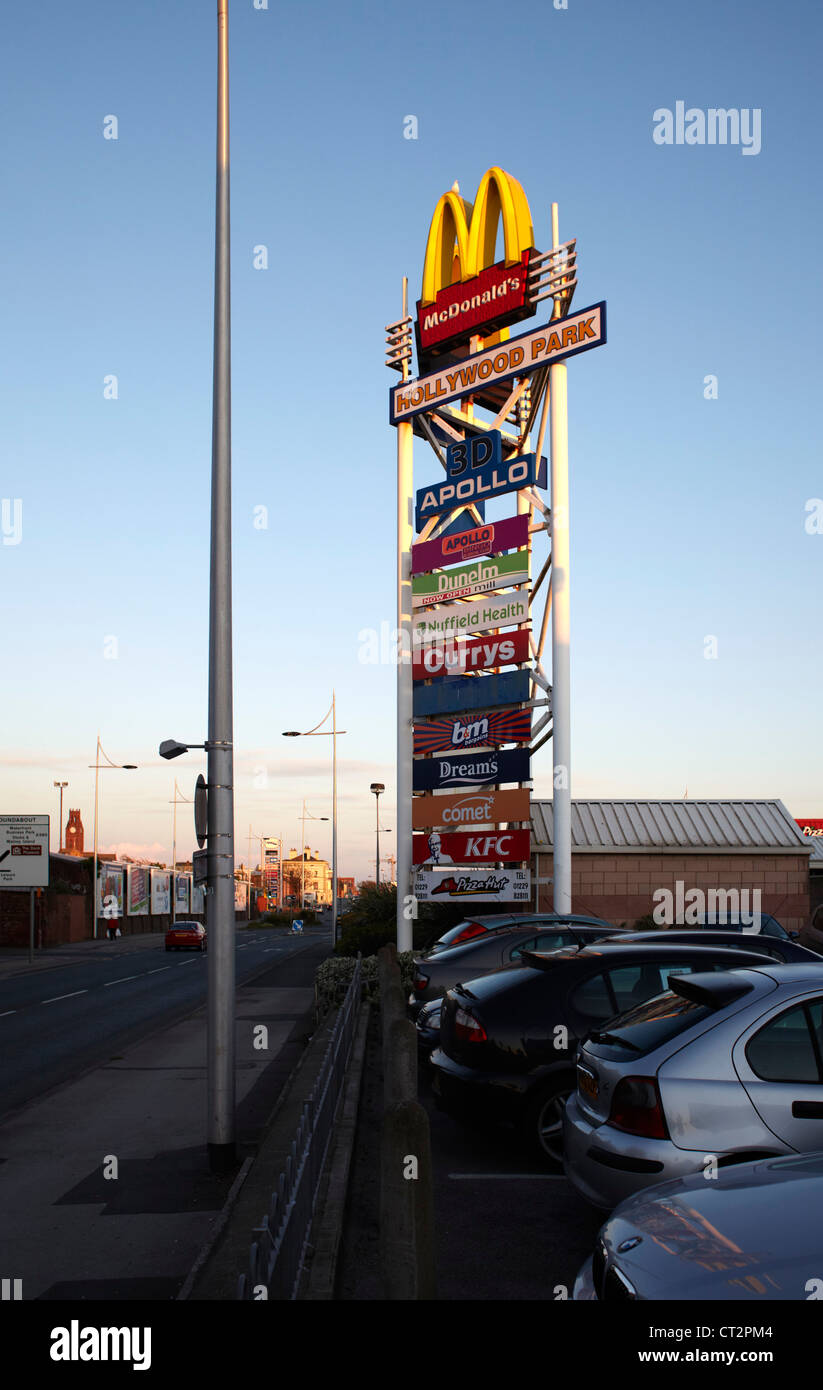 Macdonalds sign at Hollywood retail park, Barrow in Furness, Cumbria