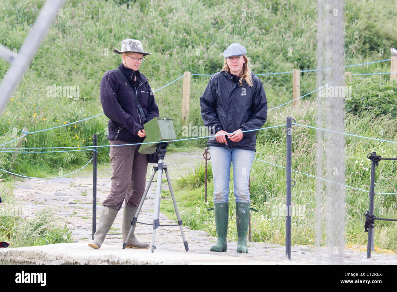 National Trust Wardens on a trip to the Inner Farne Stock Photo