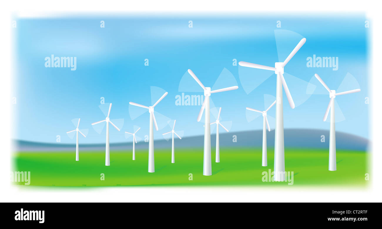Wind turbines farm. Alternative energy source Stock Photo - Alamy