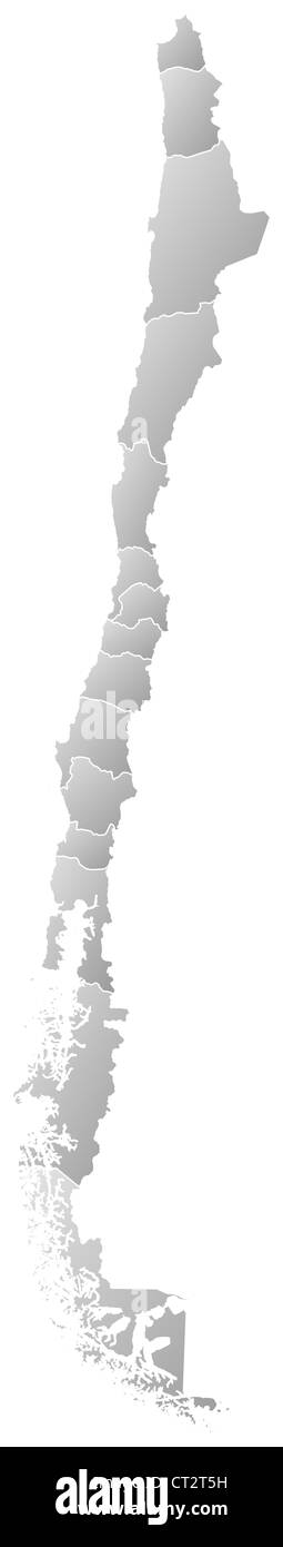 Political map of Chile with the several regions. Stock Photo