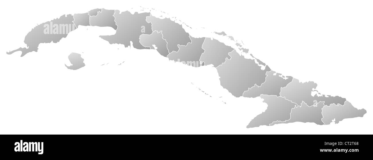 Political map of Cuba with the several provinces. Stock Photo