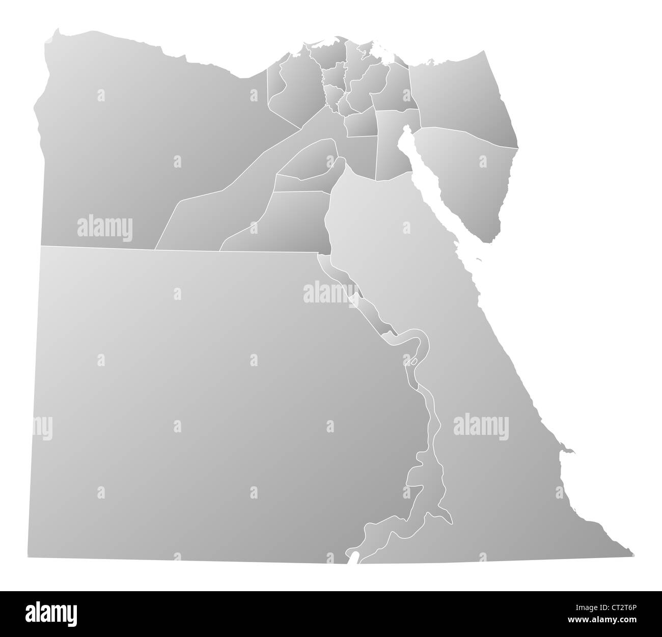 Political map of Egypt with the several governorates. Stock Photo