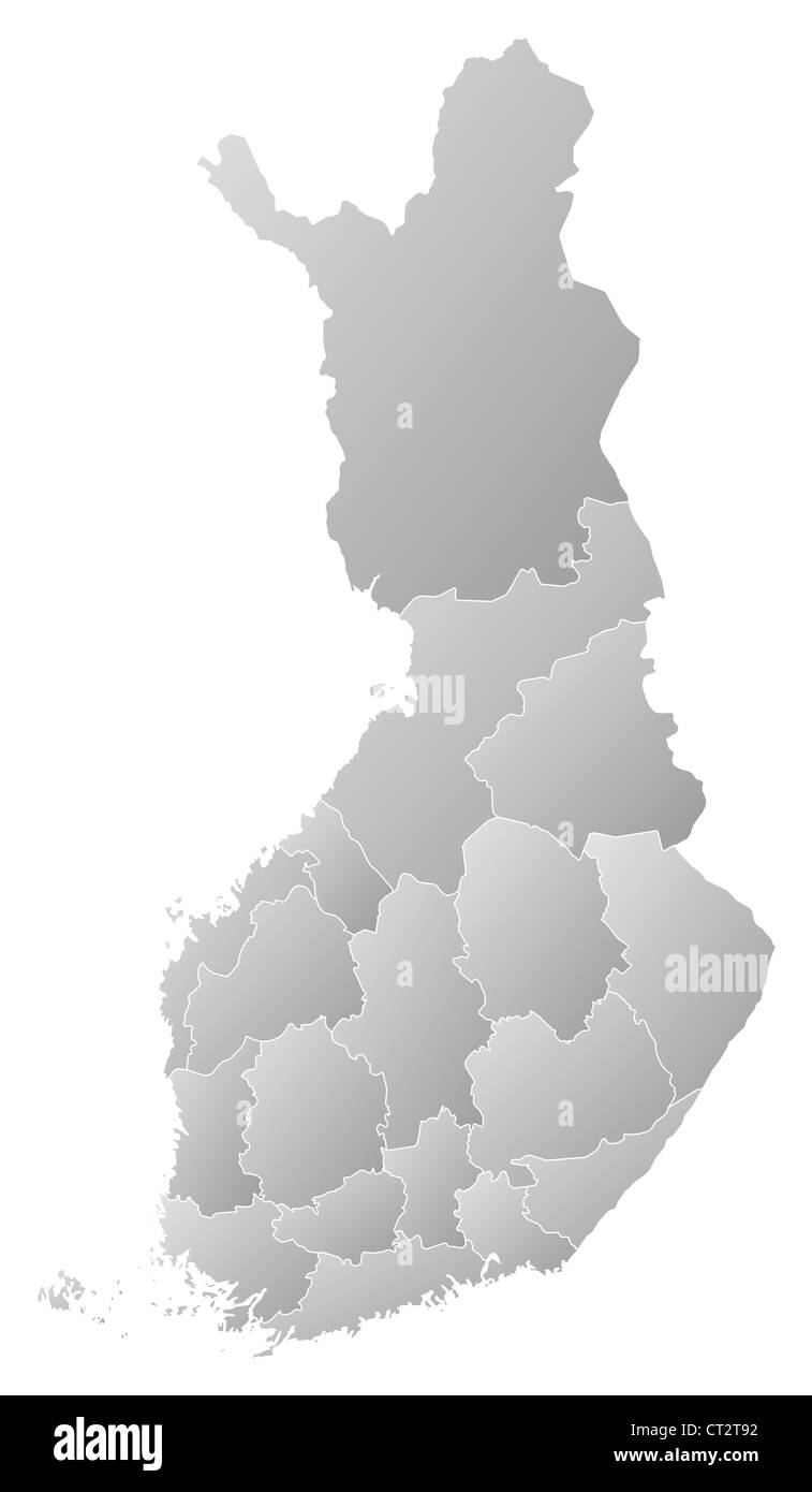 Political map of Finland with the several regions. Stock Photo
