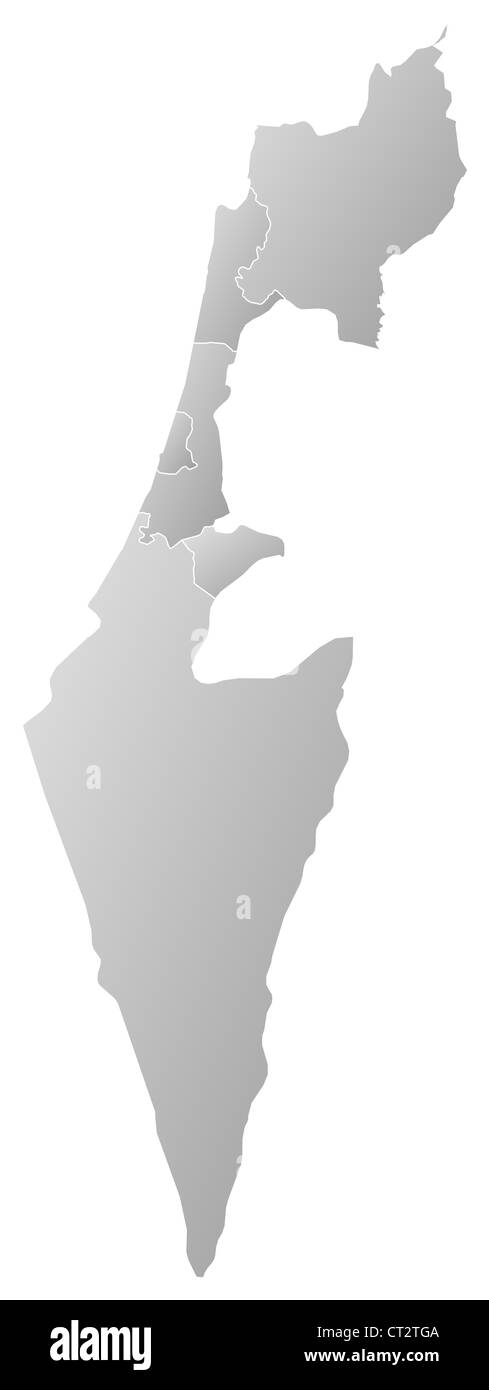 Political map of Israel with the several districts. Stock Photo