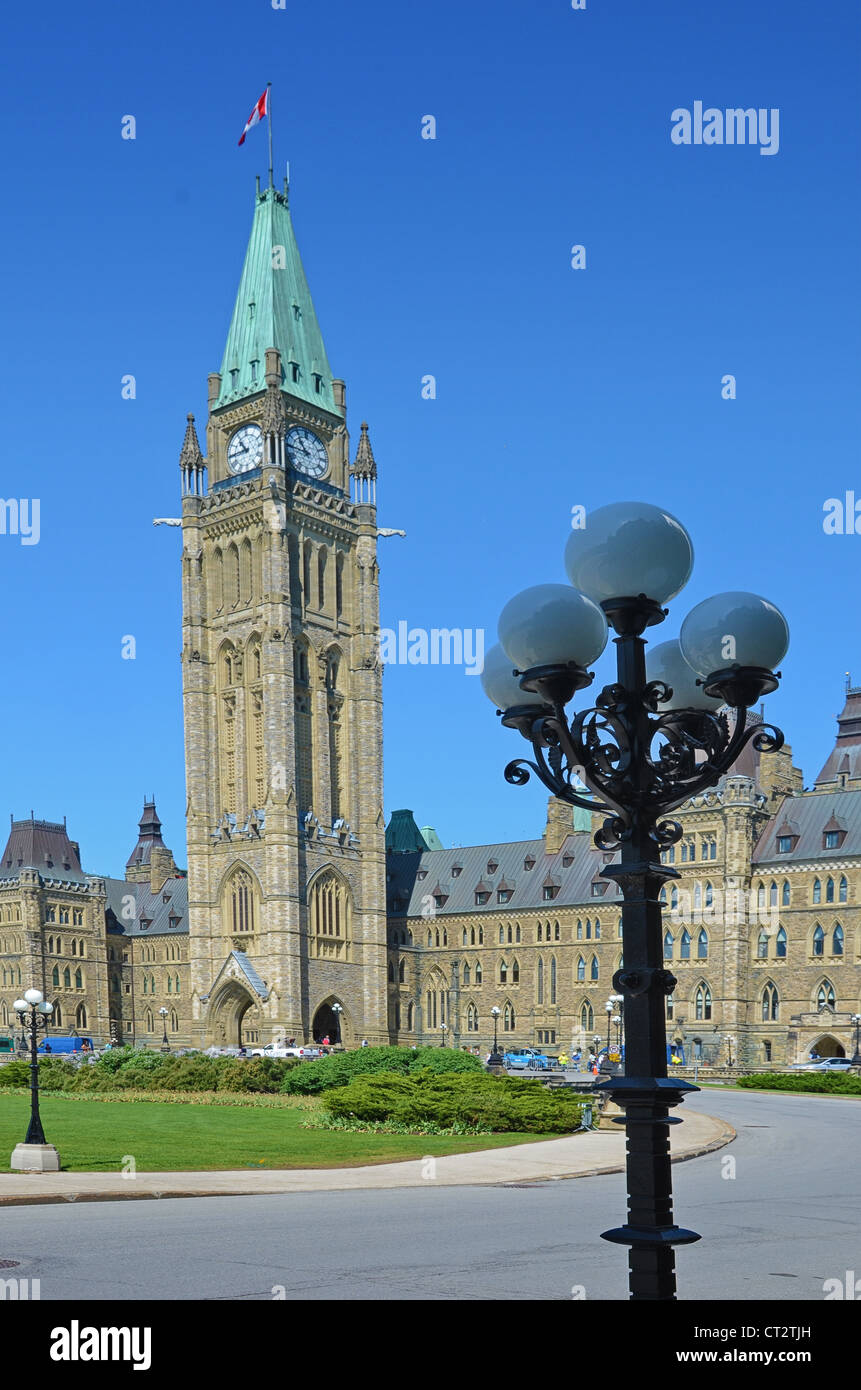 The Peace Tower at the Parliamentary Buildings in Ottawa, Ontario, Canada. Stock Photo
