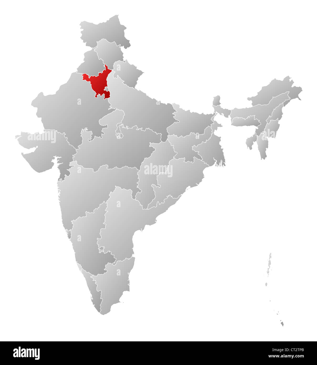 Haryana On India Map Political Map Of India With The Several States Where Haryana Is Highlighted  Stock Photo - Alamy