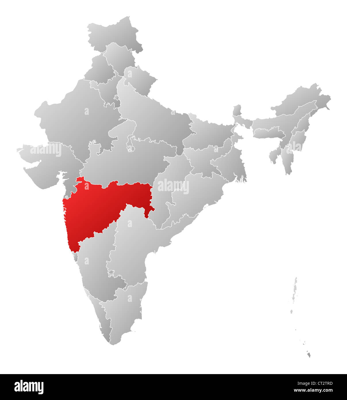 Political Map Of India With The Several States Where Maharashtra Is CT2TRD 