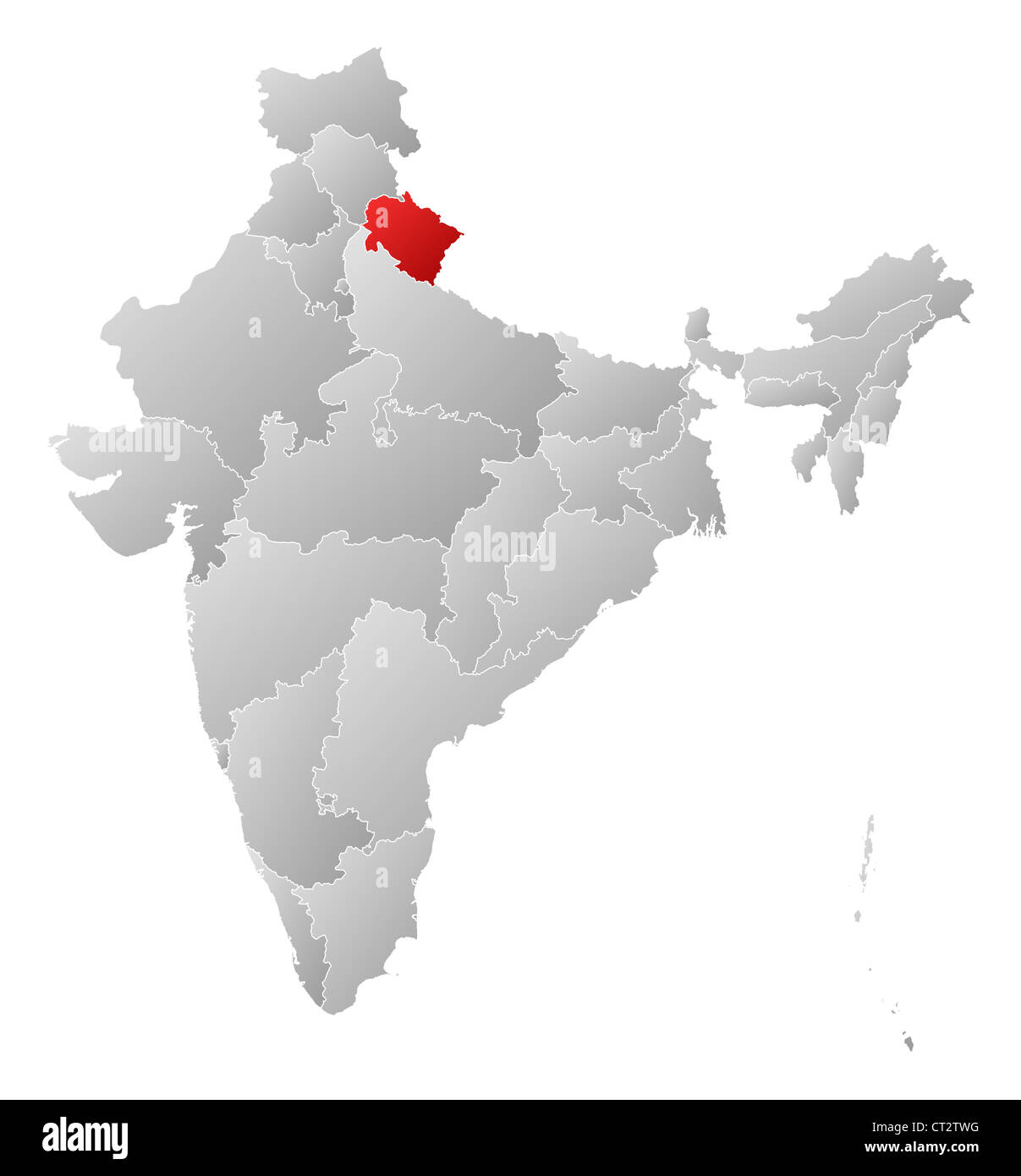 Uttranchal In India Map Political Map Of India With The Several States Where Uttarakhand Is  Highlighted Stock Photo - Alamy