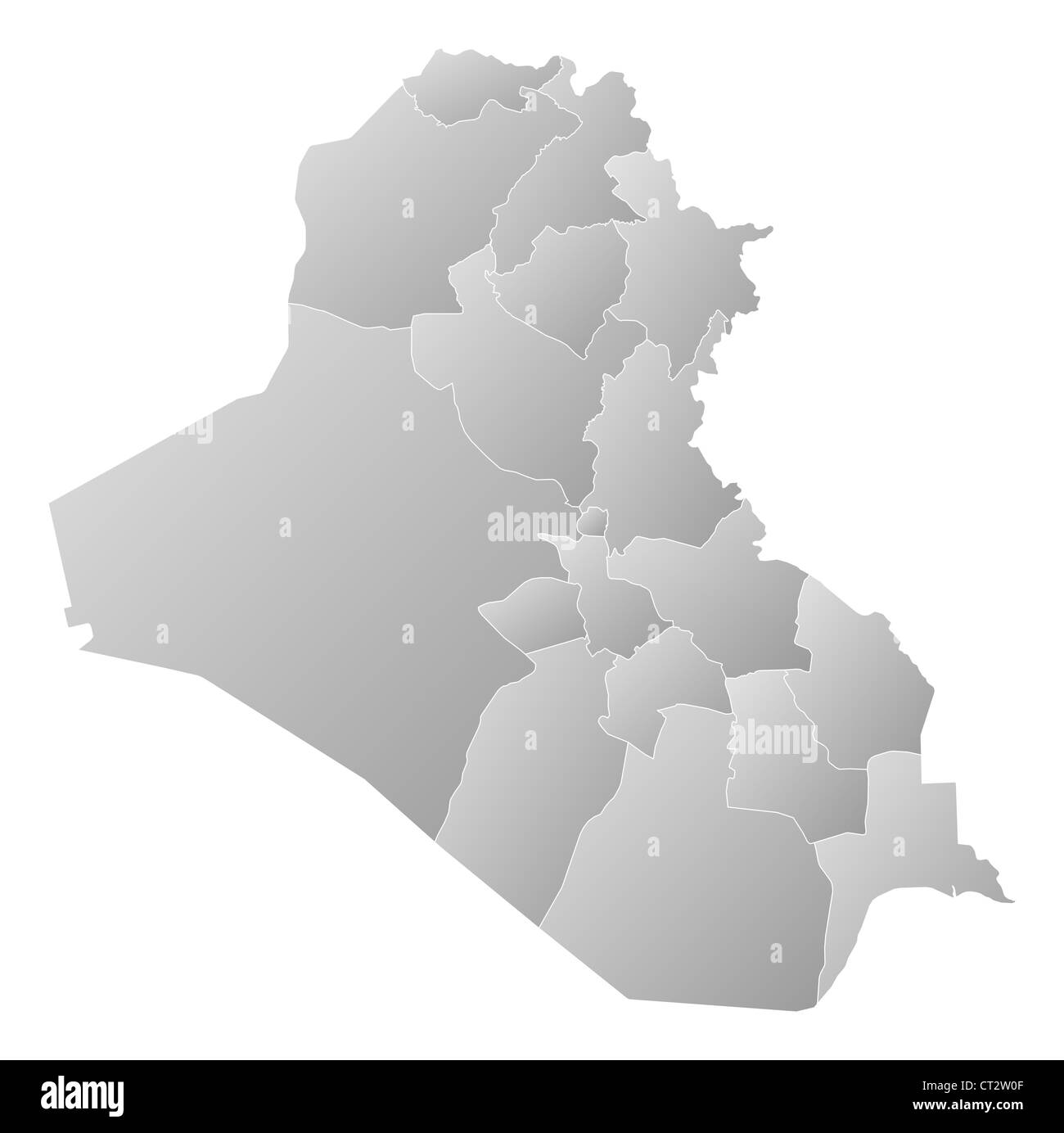 Political map of Iraq with the several governorates. Stock Photo