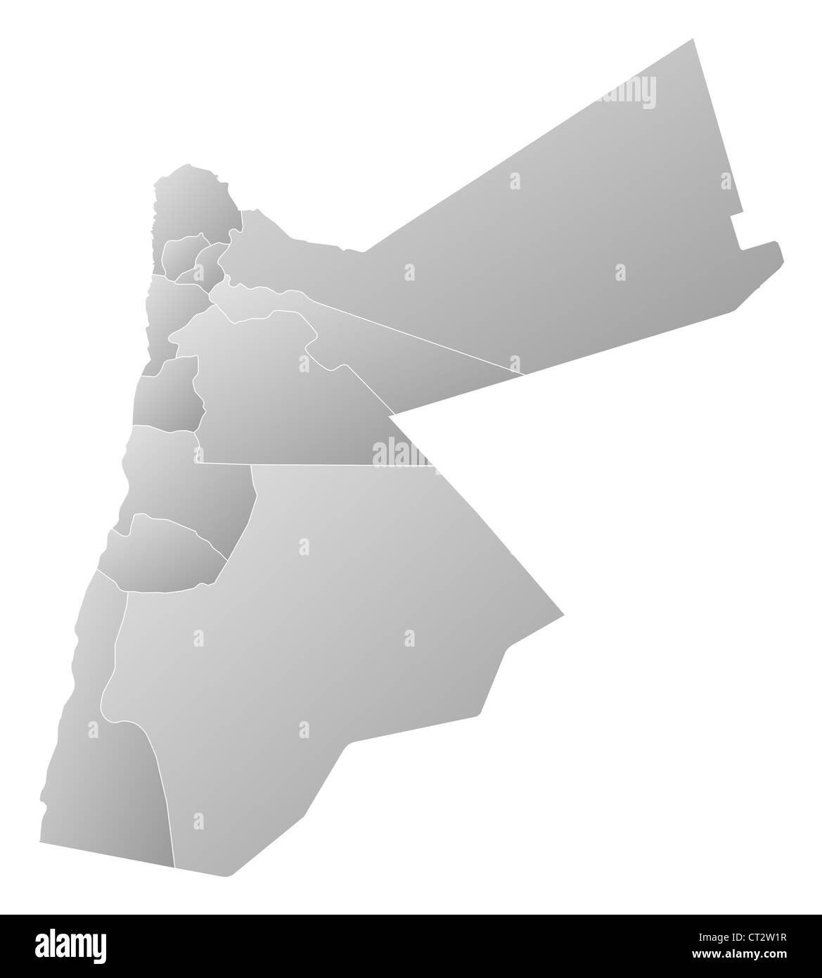 Political map of Jordan with the several governorates. Stock Photo
