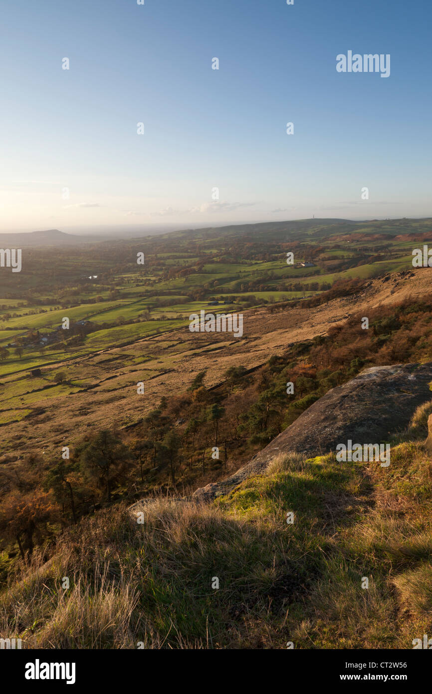 View from the Roaches towards Bosley Cloud, the Roaches,Staffordshire,Peak District National Park, England, UK Stock Photo