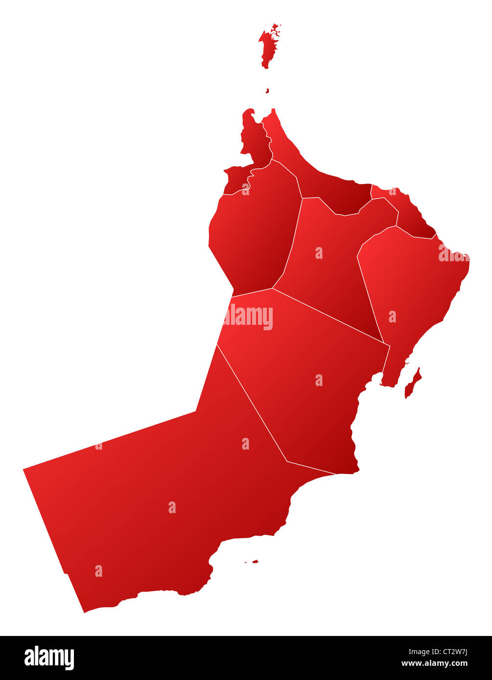 Political Map Of Oman With The Several Regions And Governorats Stock Political Map Of Oman With The Several Regions And Governorats CT2W7J 