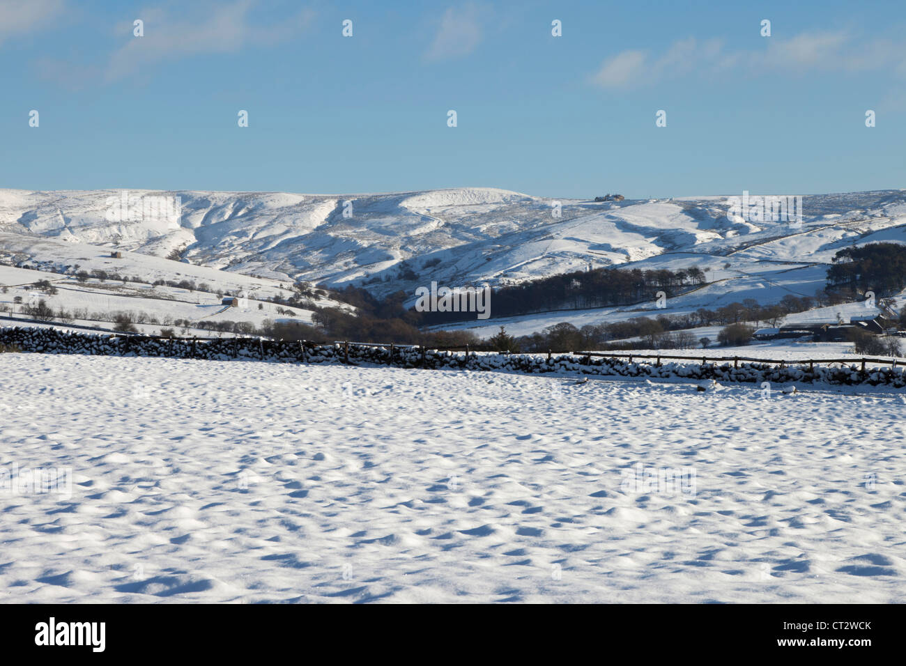 Snowy Morridge, Staffordshire,Peak District National Park, England, UK Stock Photo