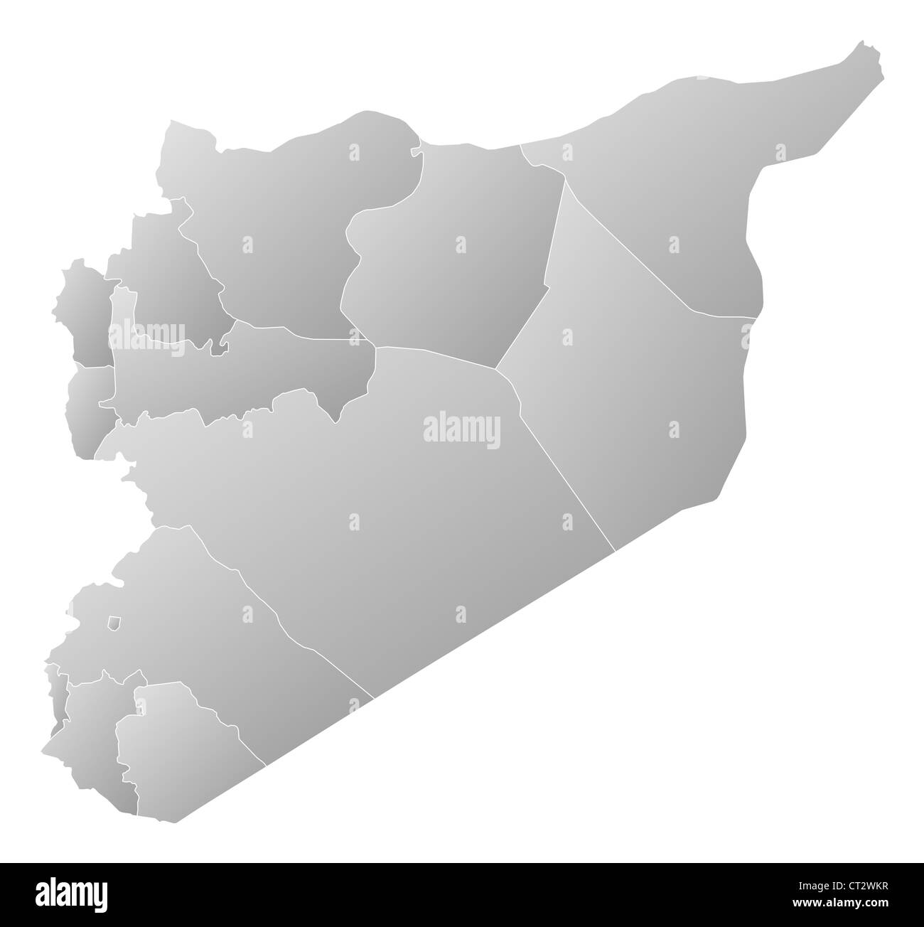 Political map of Syria with the several governorates. Stock Photo