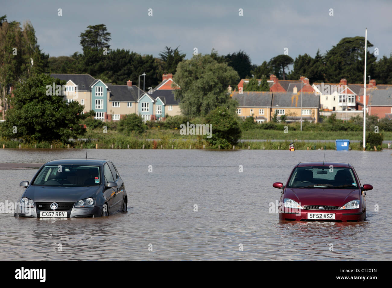 Weymouth Rains Flood the Town Prior to the Weymouth Sailing Olympics with Cars Underwater Stock Photo