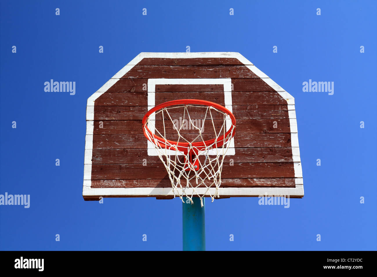 basketball ring on blue background Stock Photo