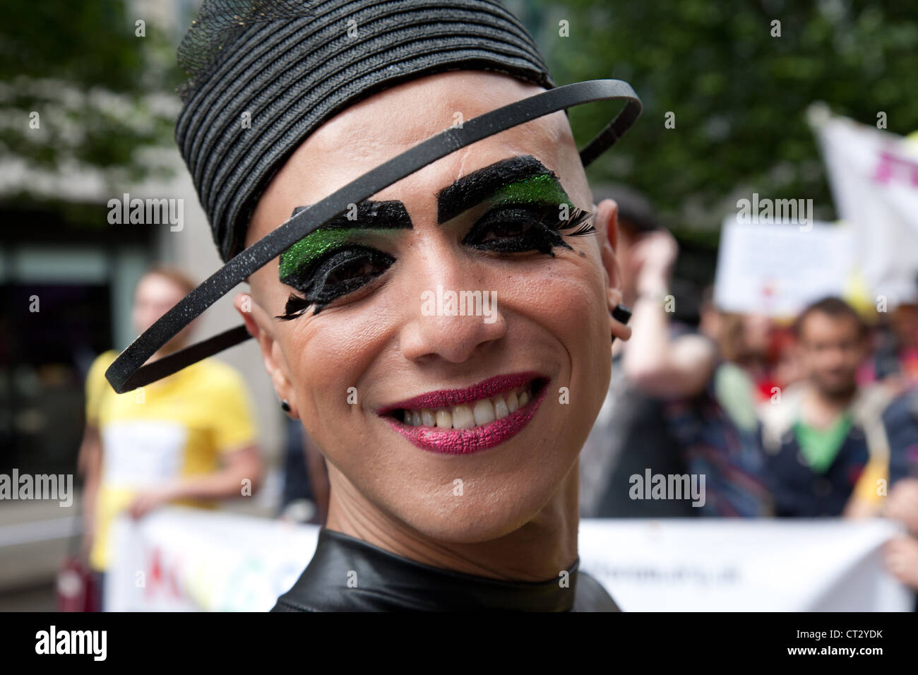 Celebrations during world pride London, with dancing singing and drag queens Stock Photo