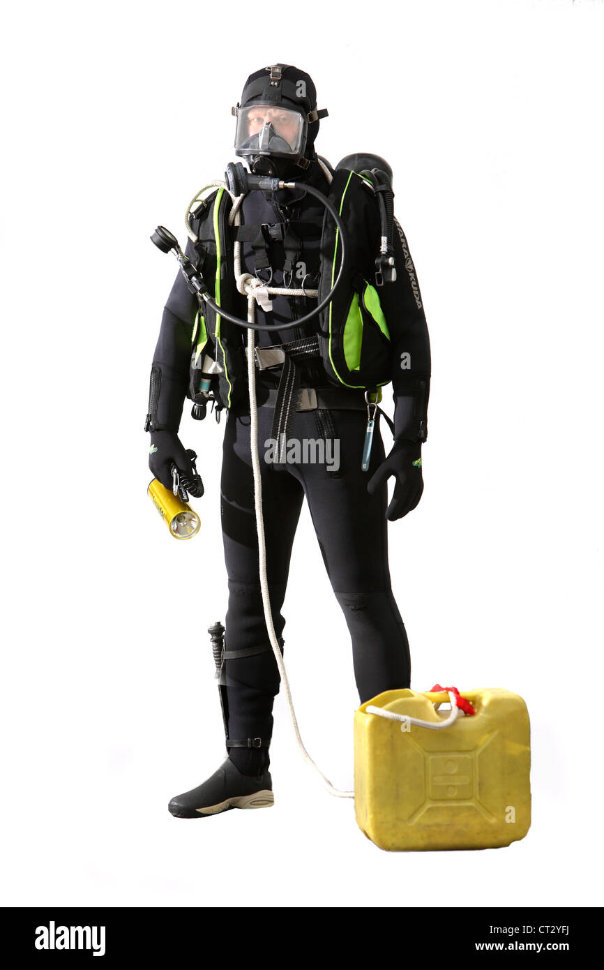 Fire rescue and recovery diver. Stock Photo