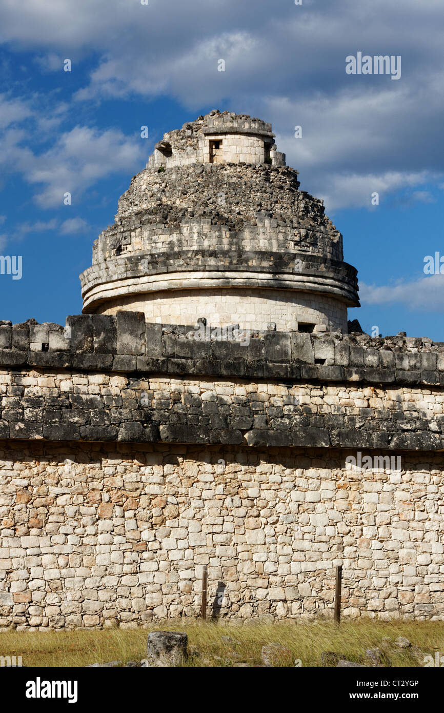 Tower of the 'El Caracol' Mayan observatory at Chichen Itza, Yucatan, Mexico. Stock Photo