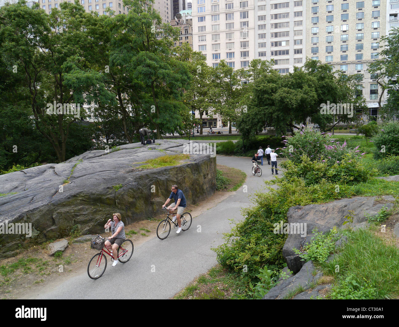 New York City Central Park bicycle path Stock Photo