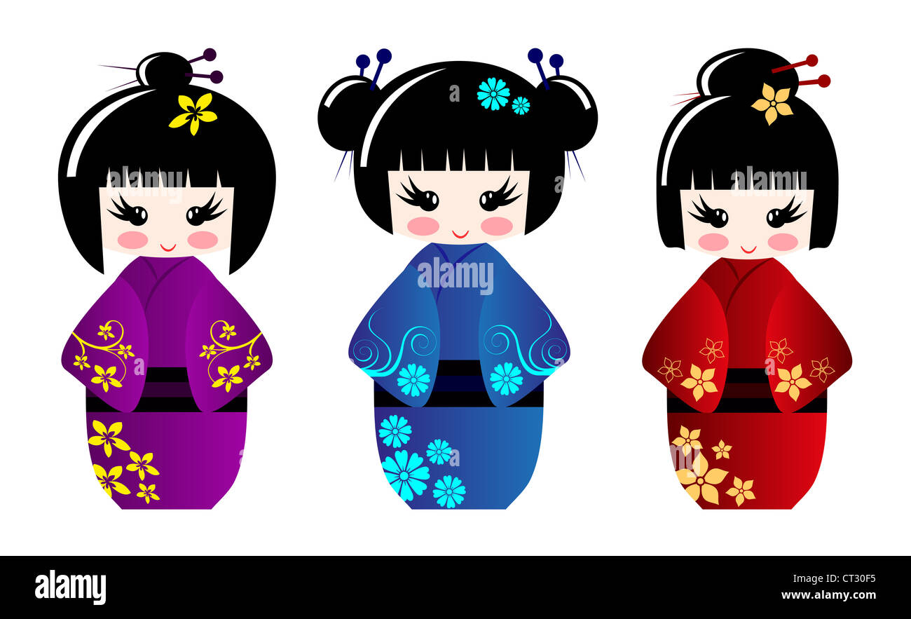 Cute kokeshi dolls Stock Photo Alamy