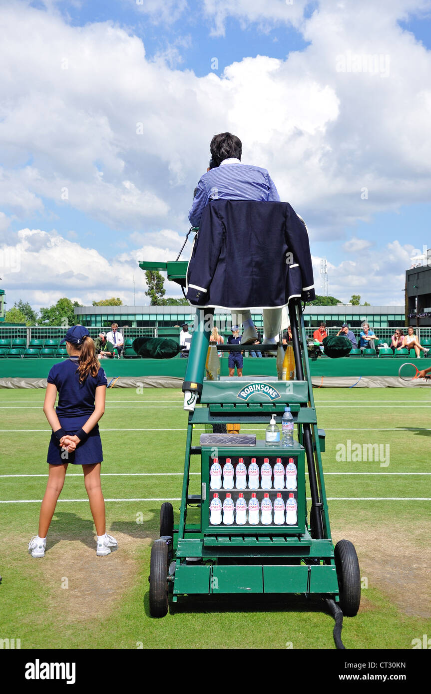 Umpire's chair, The Championships 2012, Wimbledon, Merton Borough, Greater London, England, United Kingdom Stock Photo