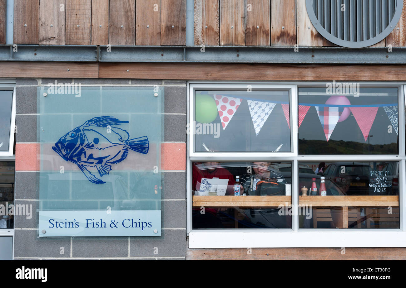 Rick Stein's fish and chip shop at the Quay Padstow Cornwall UK Stock