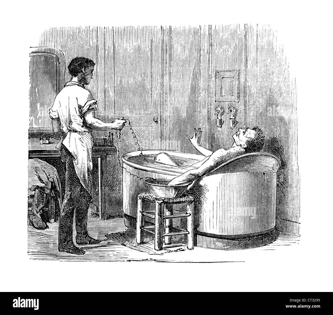 Old medicine therapeutic practice: electric bath Stock Photo