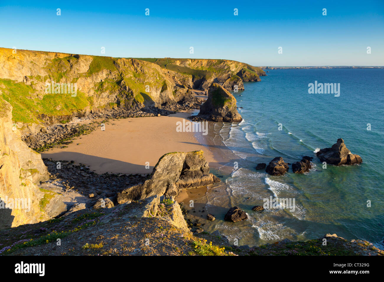 Bedruthan Steps; Cornwall; UK Stock Photo Alamy