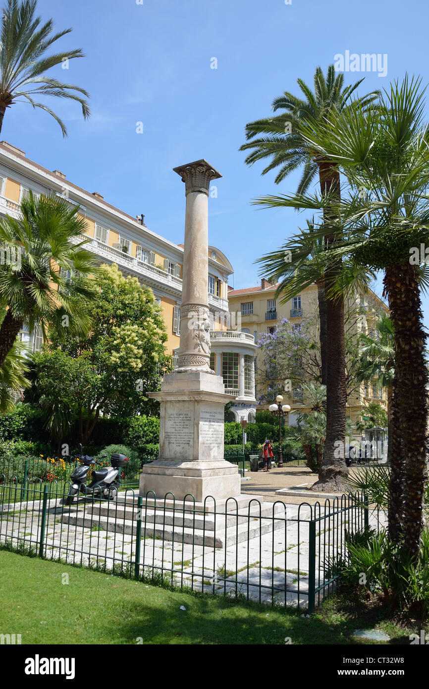 Marble column in Place de la Croix de Marbre, Nice, Côte d'Azur, Alpes-Maritimes, Provence-Alpes-Côte d'Azur, France Stock Photo