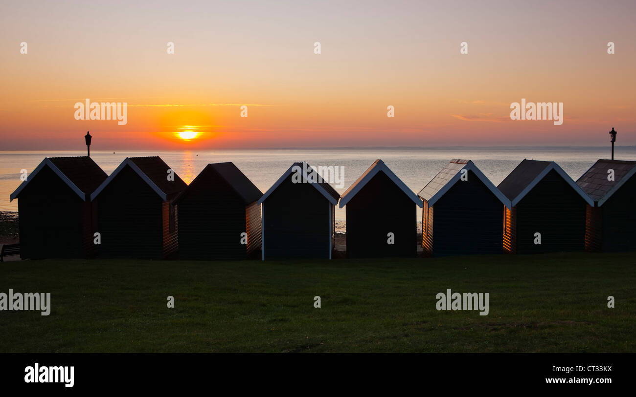 Beach huts at Gurnard, Isle Of Wight, UK Stock Photo