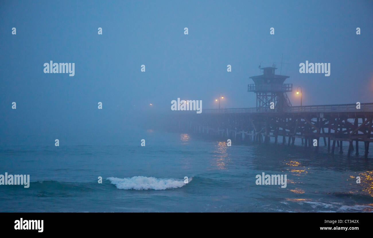 San Clemente Beach With Fog, San Clemente, California, USA Stock Photo