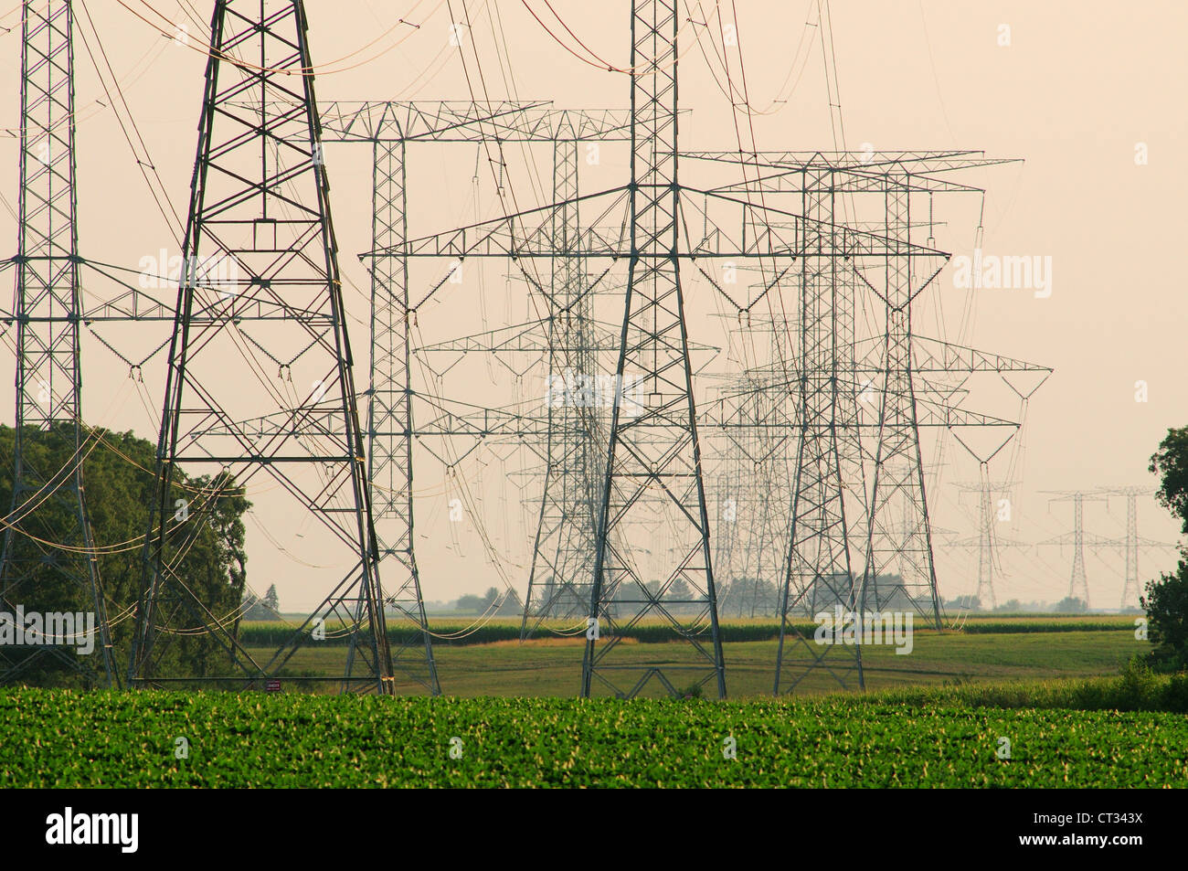 High voltage power lines Stock Photo Alamy