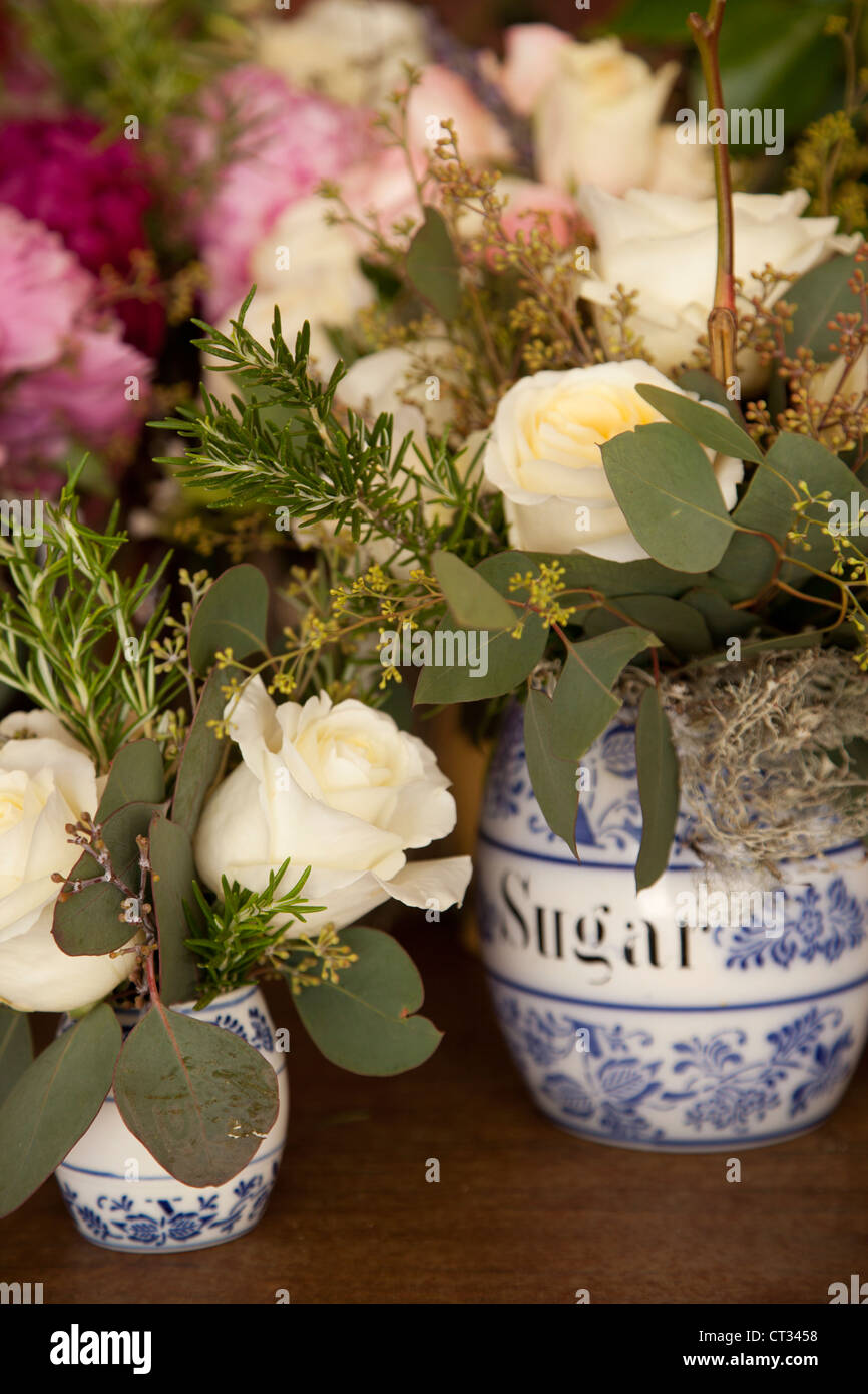 Flowers being arranged for a wedding Stock Photo