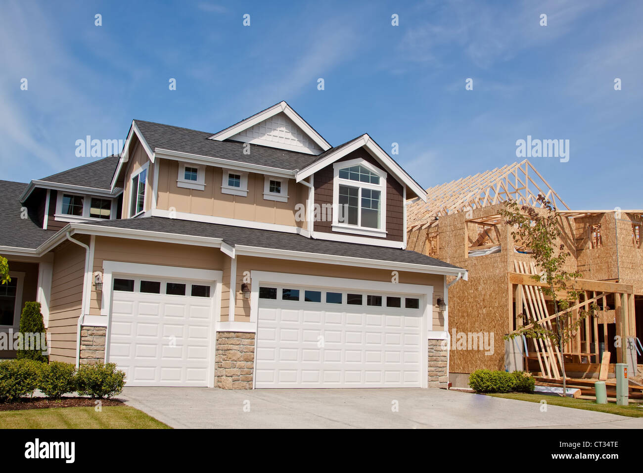 beautiful house with blue sky and lush landscape Stock Photo - Alamy