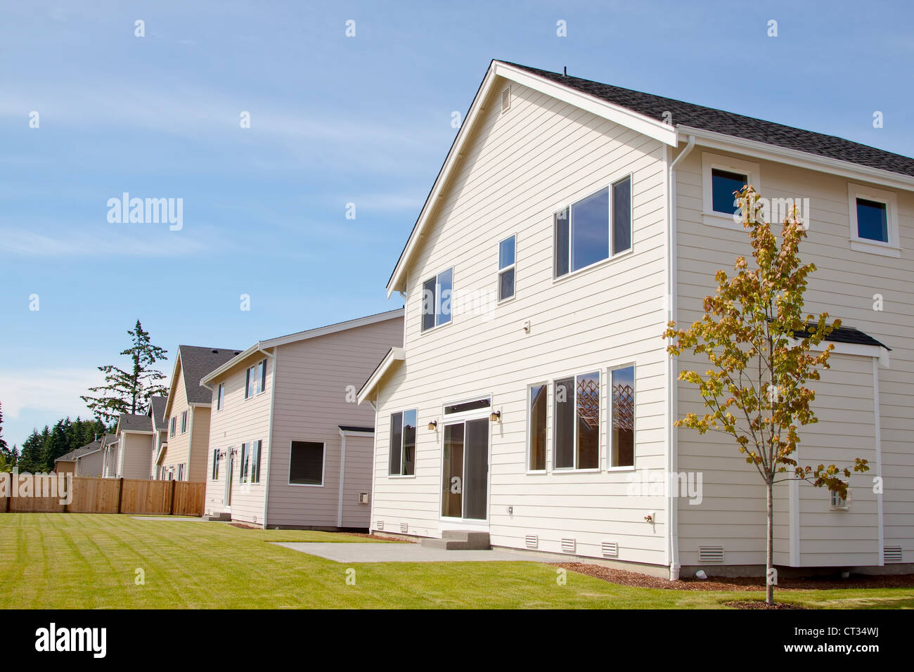 beautiful house with blue sky and lush landscape Stock Photo - Alamy