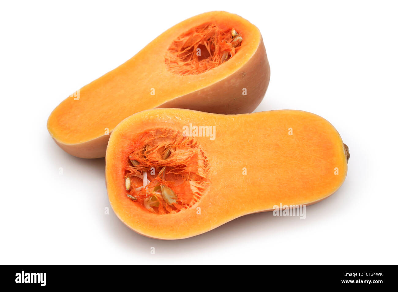 Butternut Squash, Vegetable Butternut Squash Cut in half Stock Photo