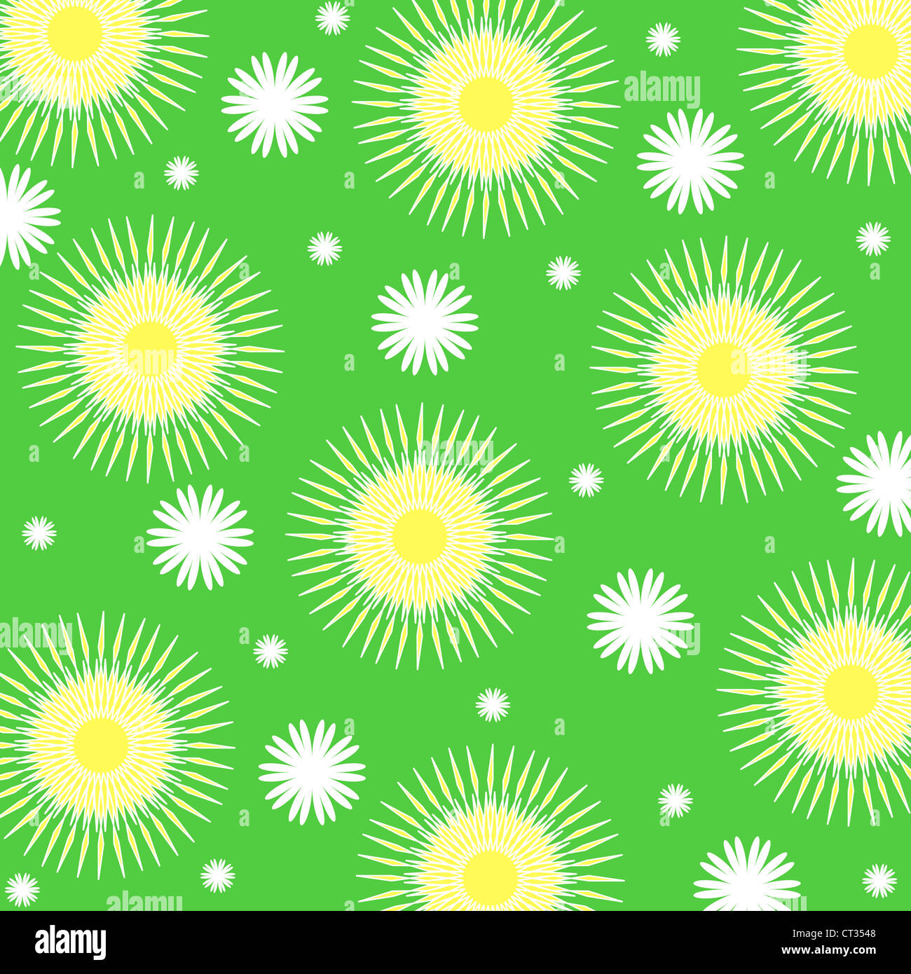 Seamless daisy floral pattern on green Stock Photo - Alamy
