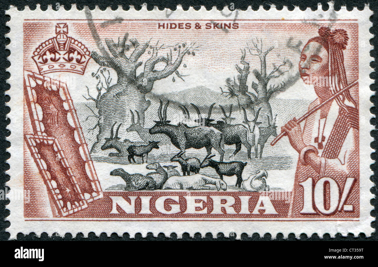 NIGERIA CIRCA 1953 Postage stamps printed in Nigeria, shows the