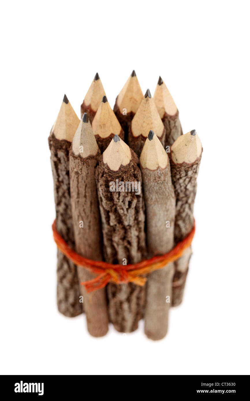 Natural wooden pencils isolated on white background Stock Photo Alamy