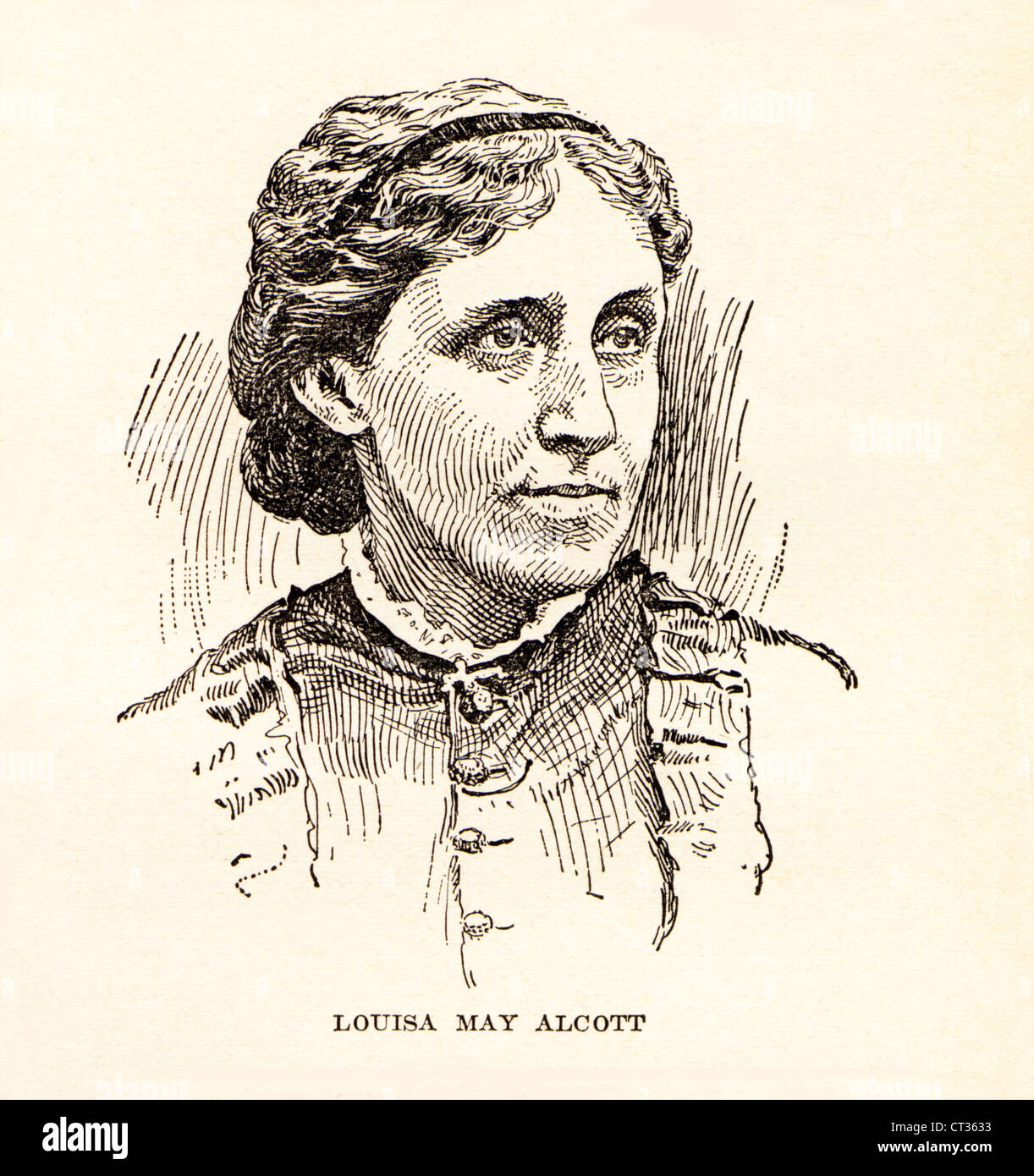 Vintage engraving of Louisa May Alcott,1832-1888, American author. Stock Photo