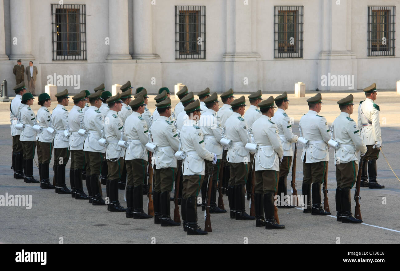 Changing the guard at Moneda Palace, Santiago, Chile Stock Photo