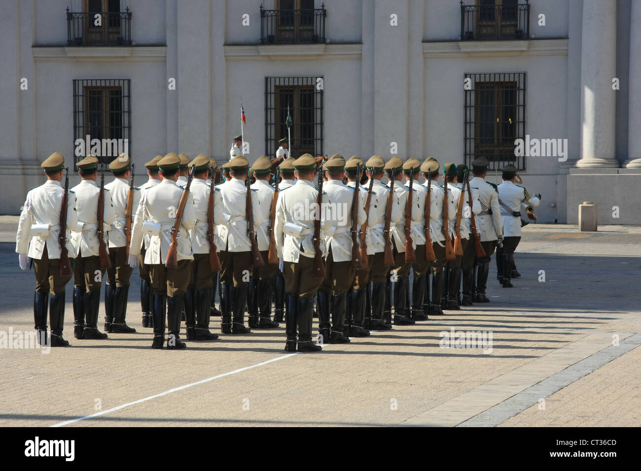 Changing the guard at Moneda Palace, Santiago, Chile Stock Photo