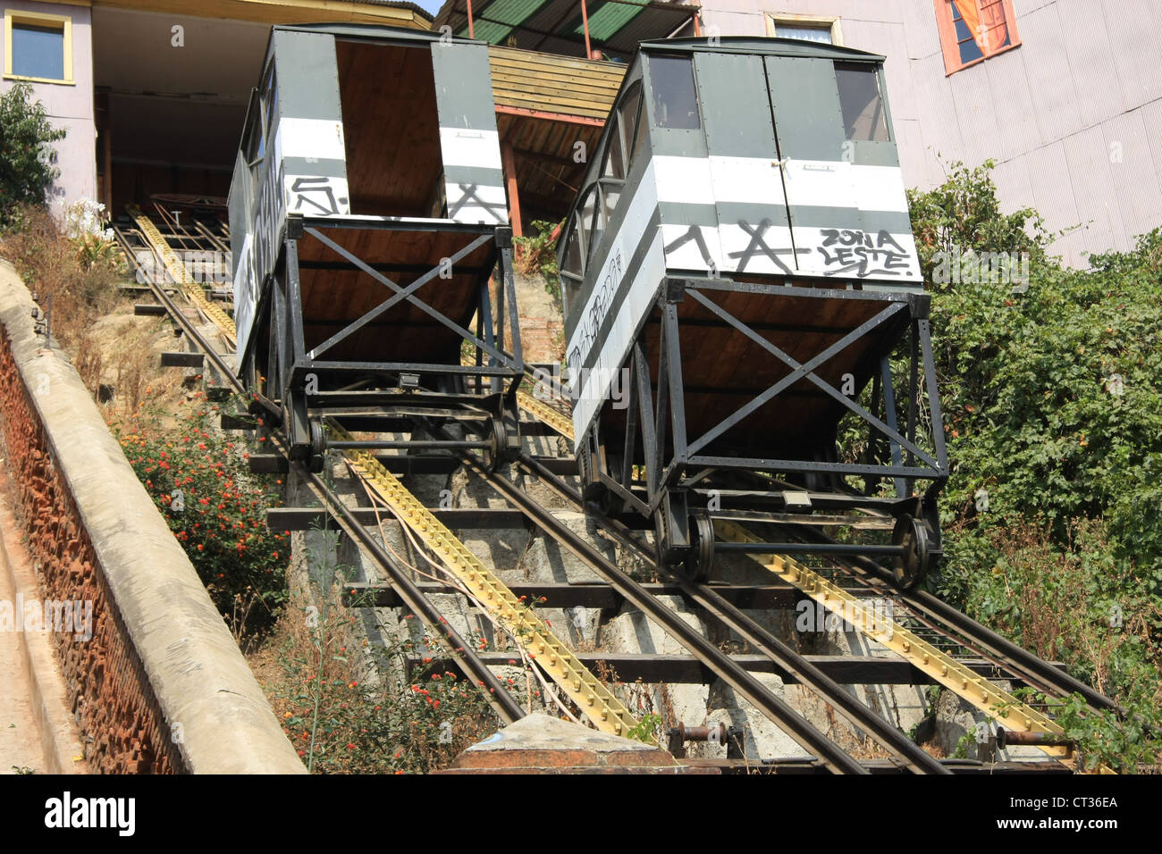 Funicular at Valparaiso, Chile Stock Photo Alamy