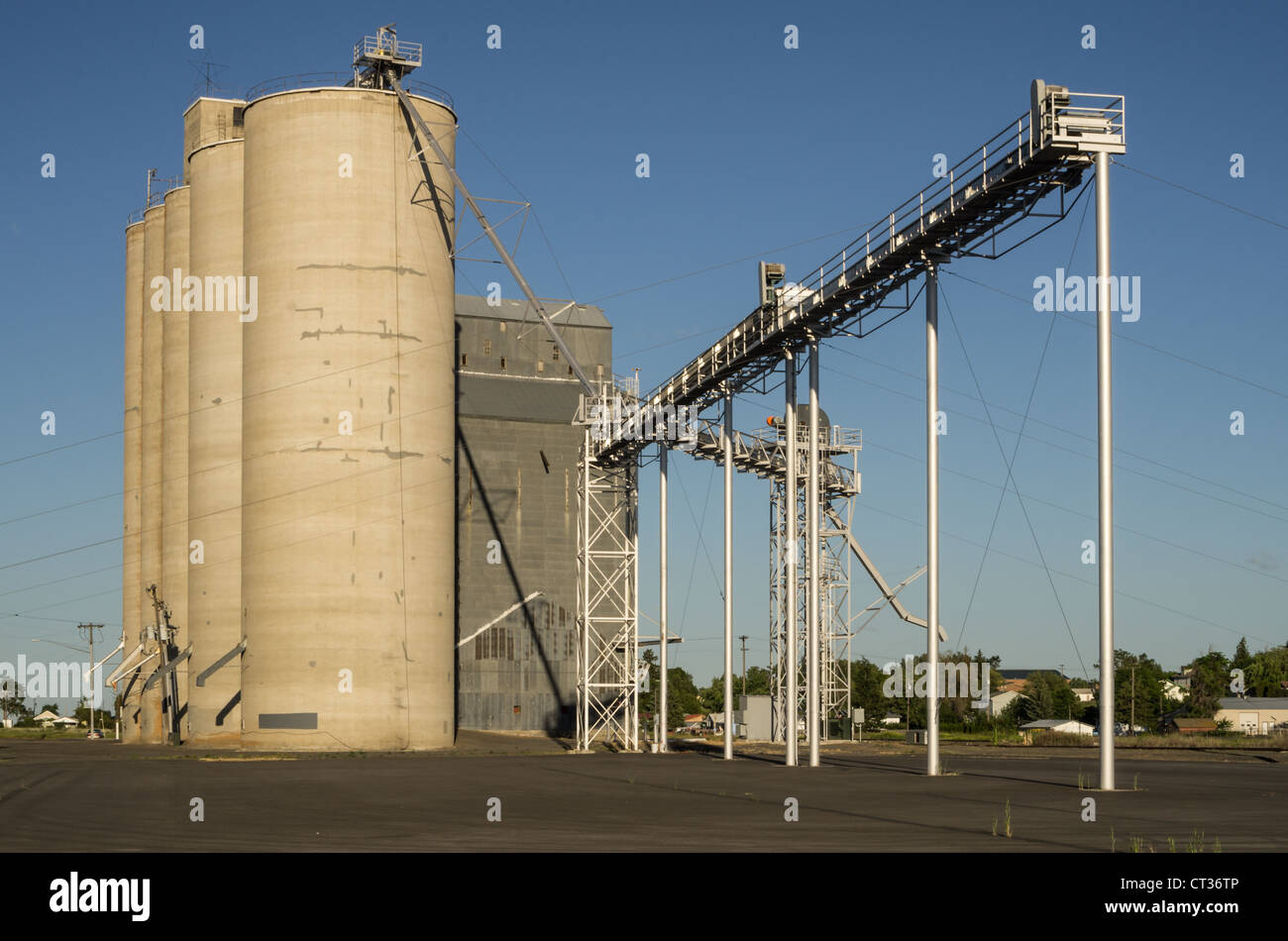 A group of grain elevators or storage silos Stock Photo