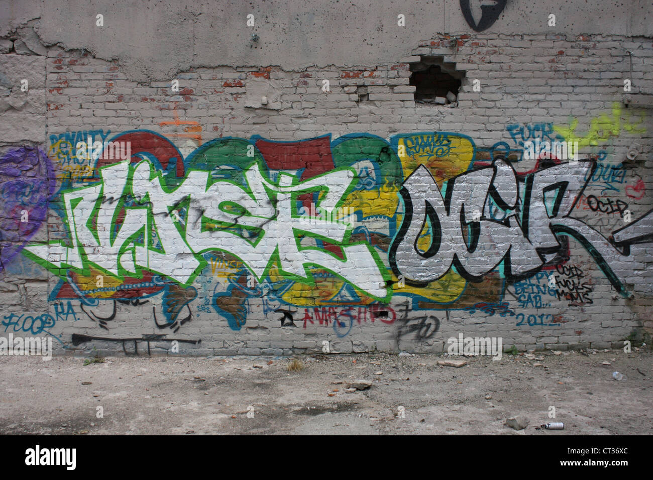 graffiti art brick wall vandalism Stock Photo Alamy